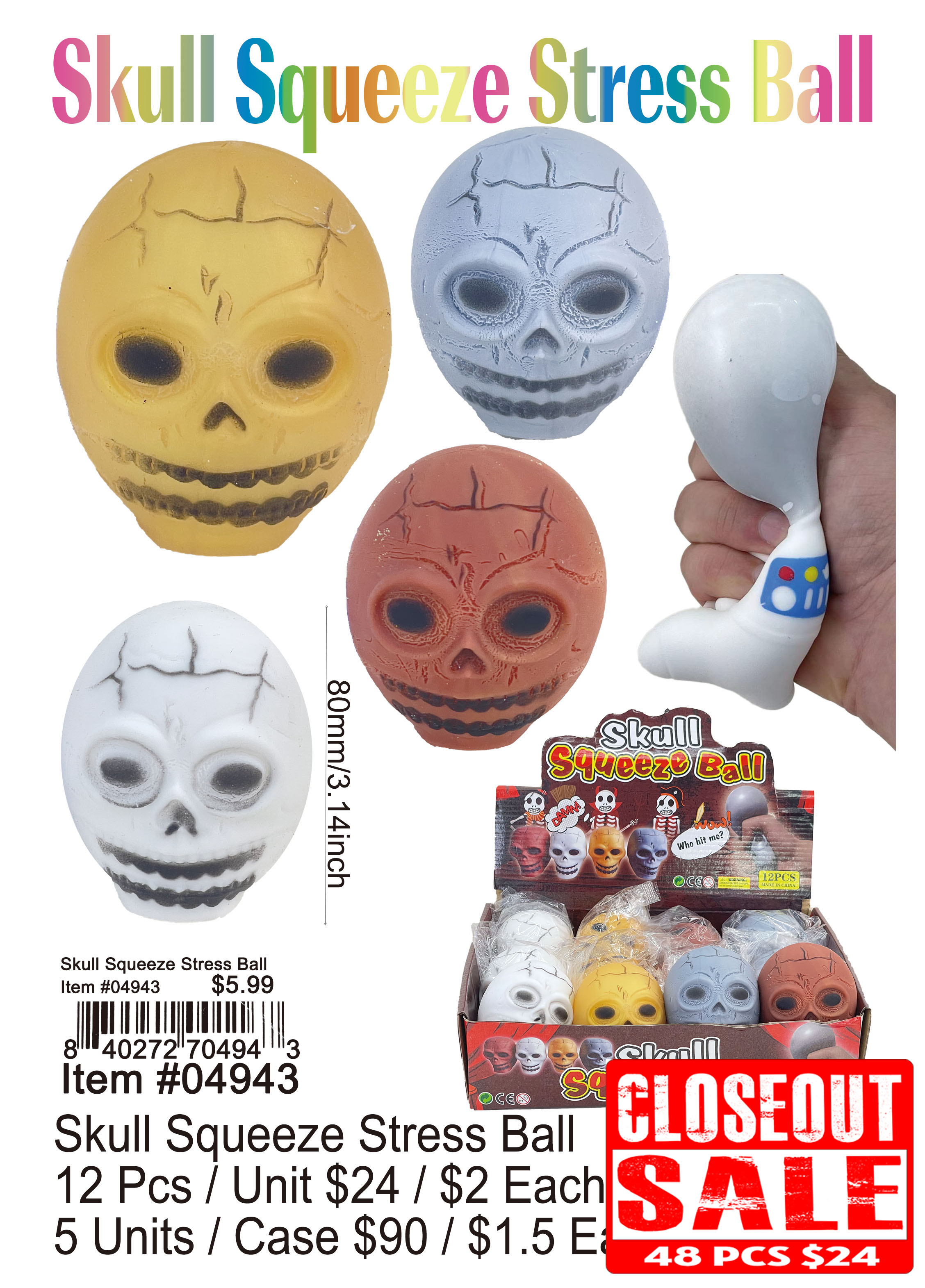 Skull Squeeze Stress Ball 6826